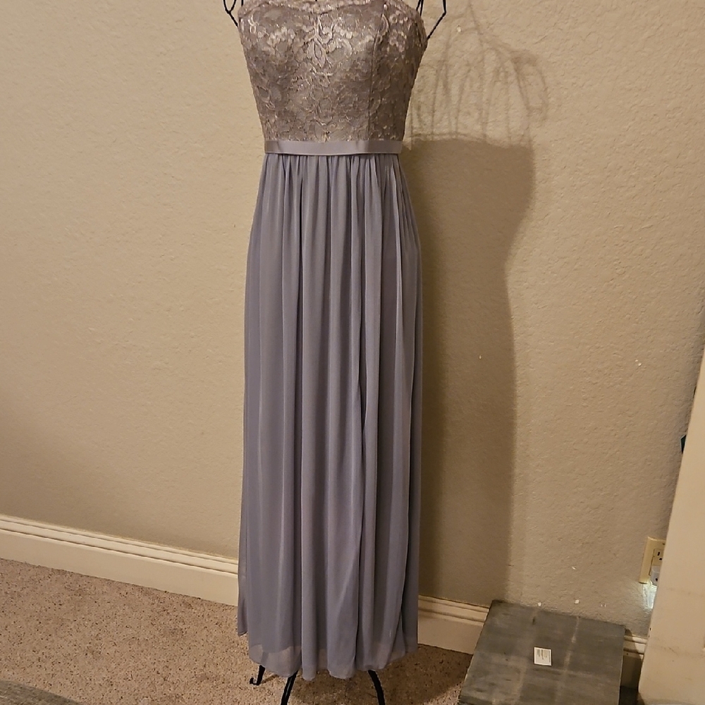 David's Bridal Lace Bodice Lavender Maxi Dress